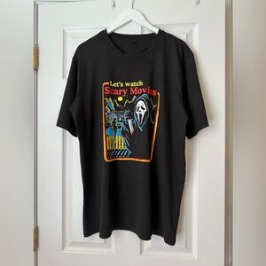 Black Graphic T-Shirt - Let's Watch Scary Movies